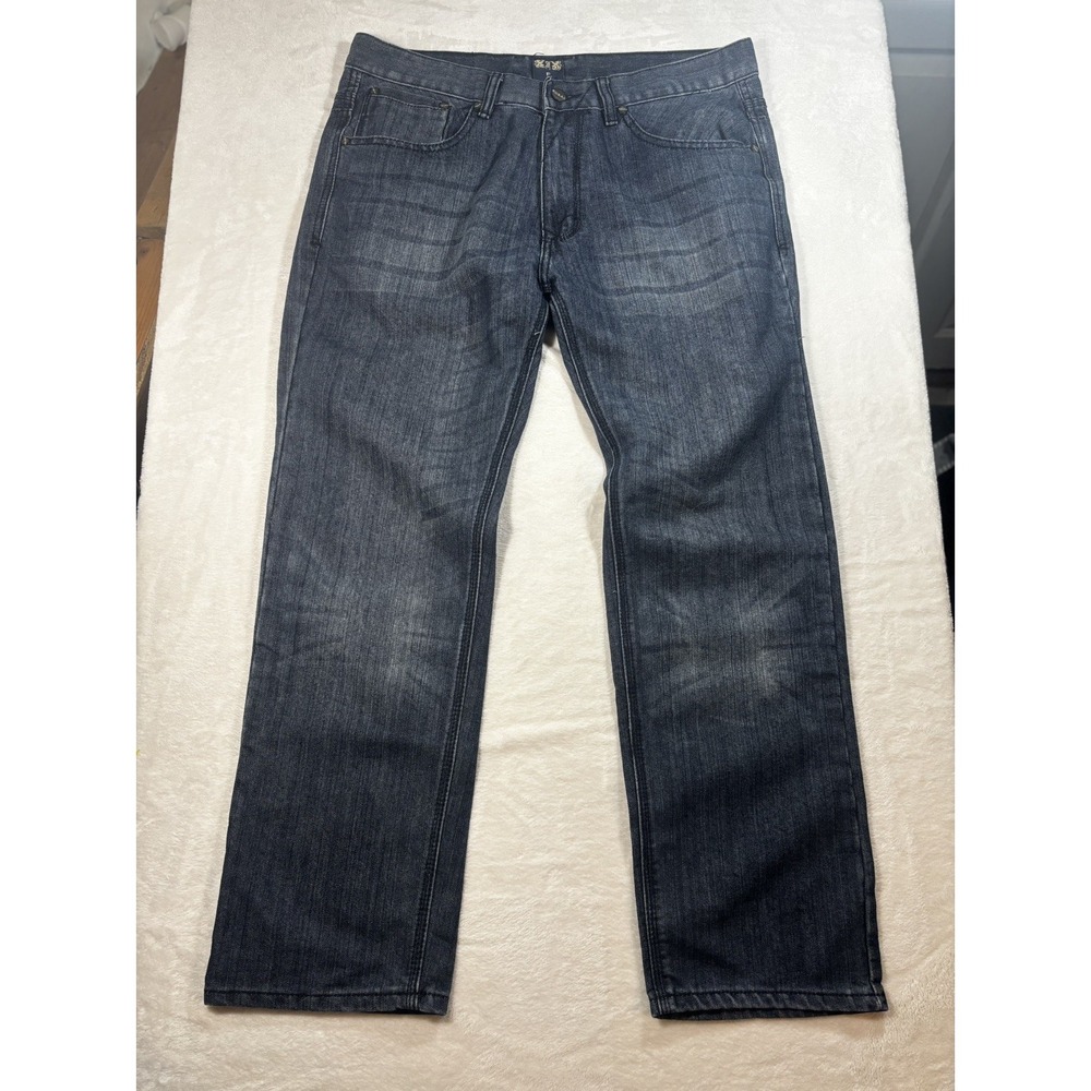 FUSAI Jeans Mens 36x30 Blue Denim Straight Leg 1997 Vintage Style